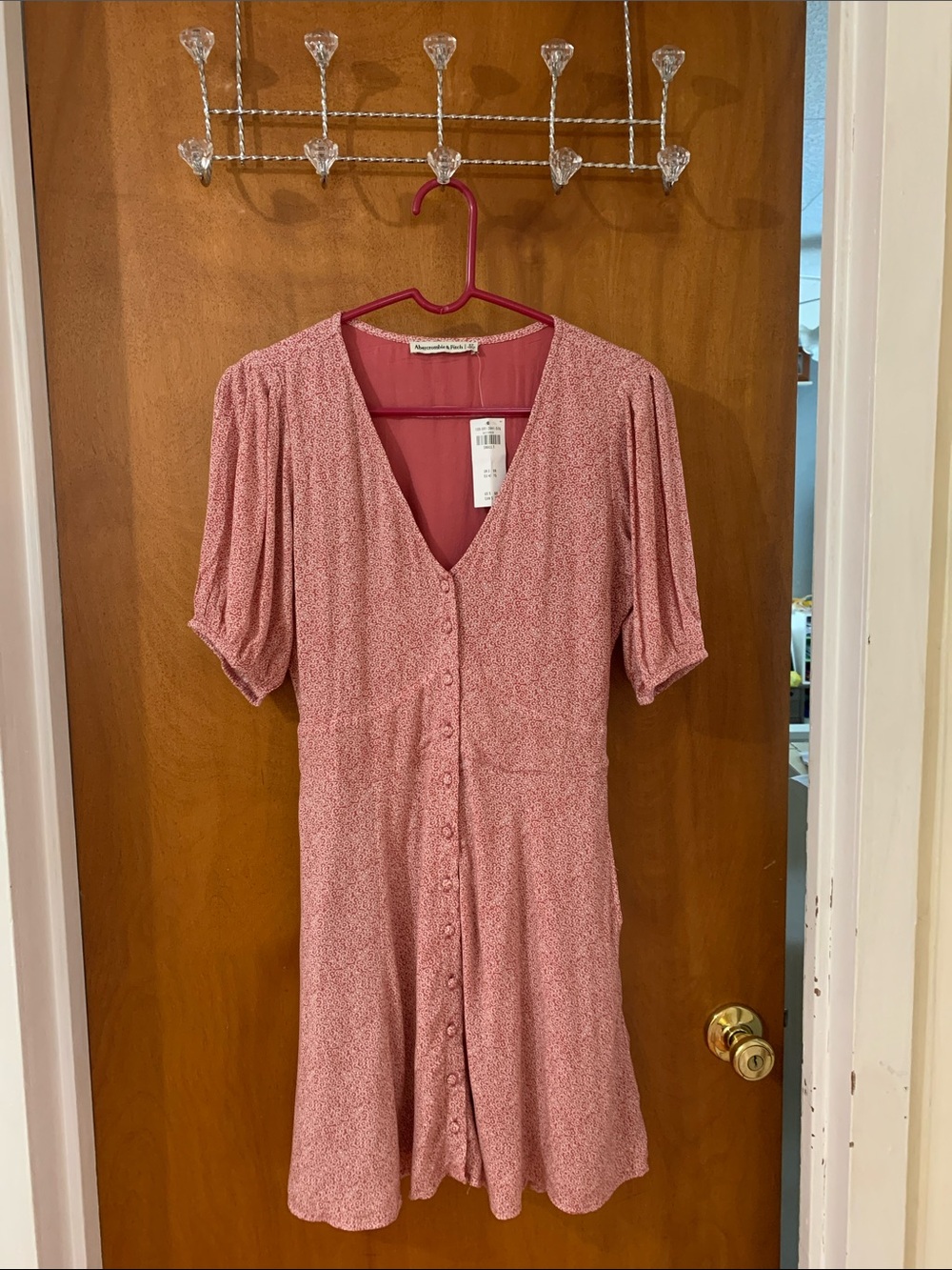 Abercrombie Floral Print Puff Sleeve Tie Back Mini Dress